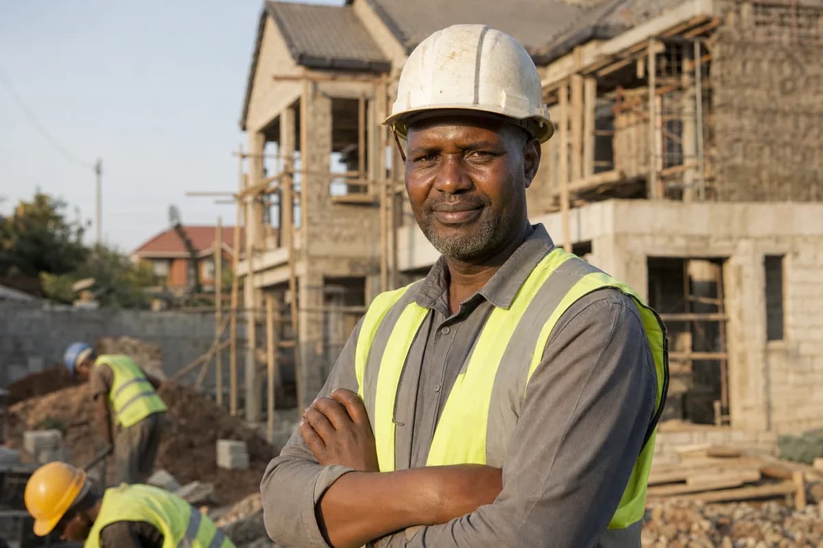 Otieno Builds contractor on a construction site in Kenya