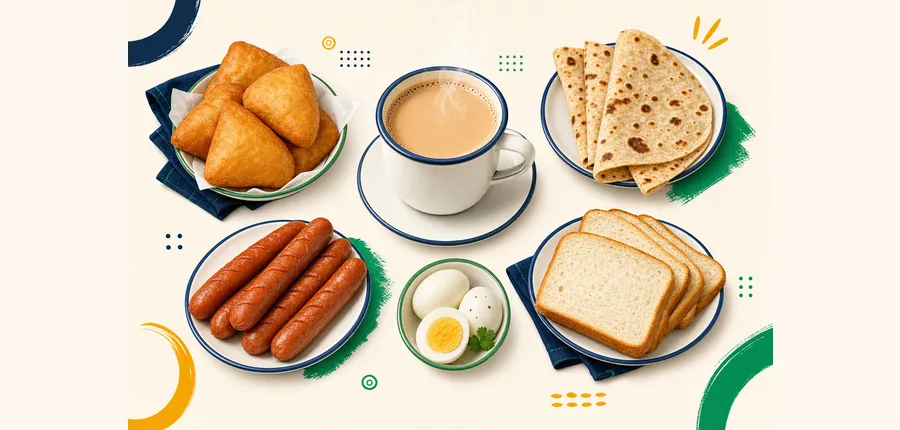 Common products sold at Mama Akinyi Chai Point including tea mandazi chapati smokies eggs and bread